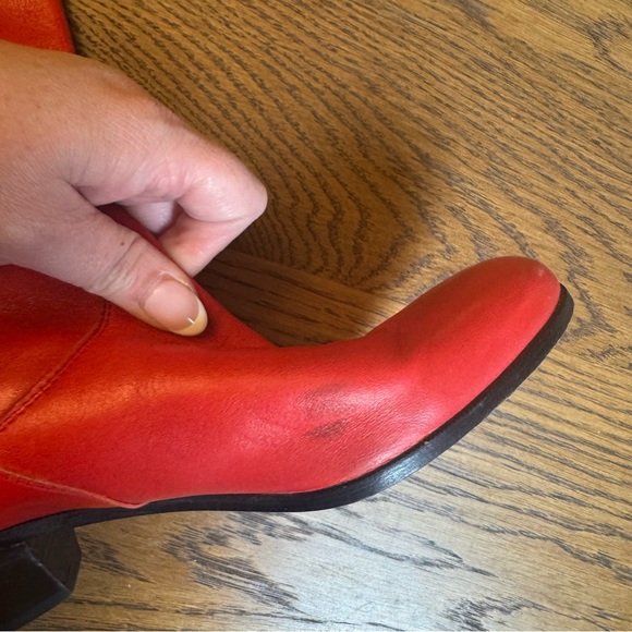 Vero Cuoio Vintage Italian Leather Western Red Heeled Boots fire flame detail - Picture 7 of 13